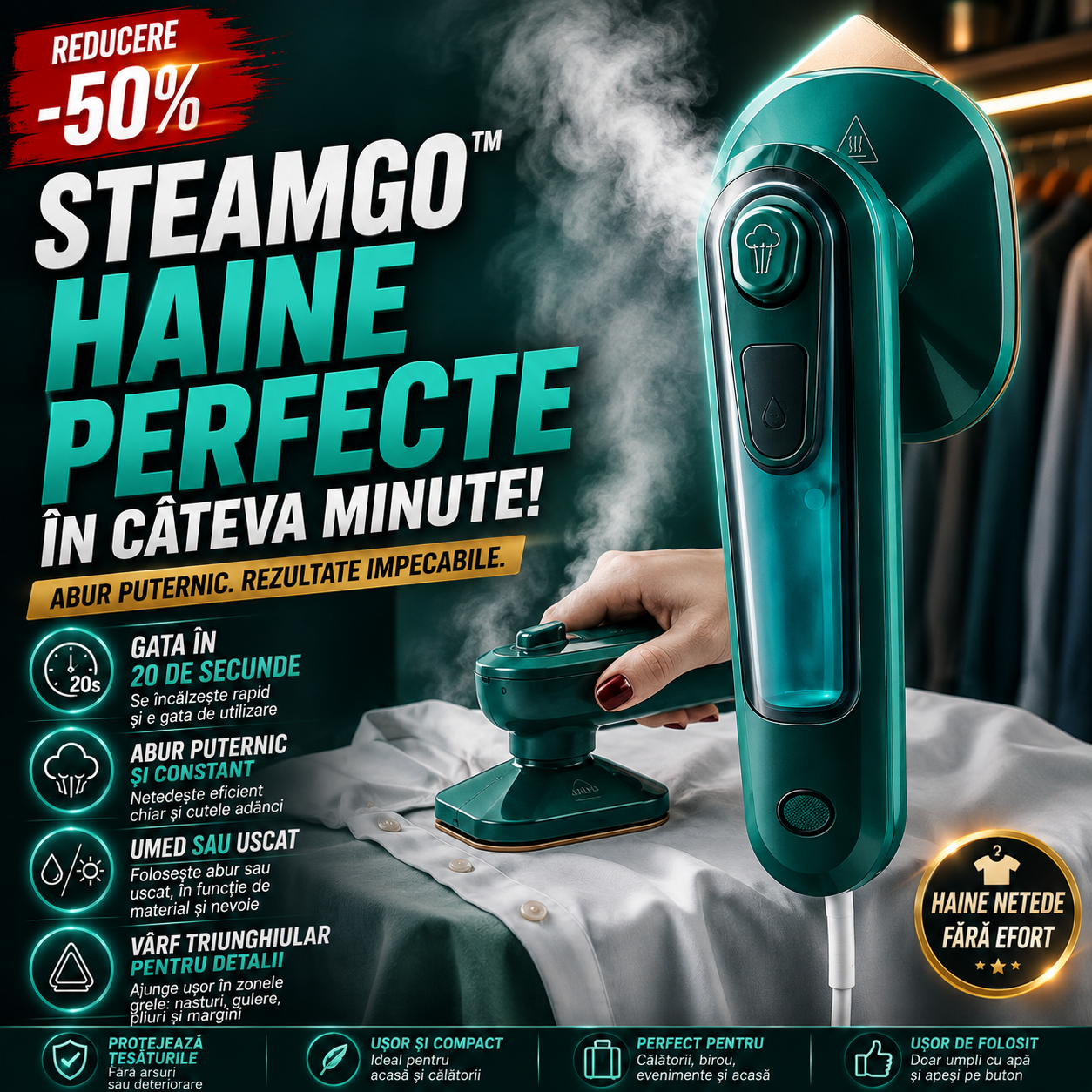 Mini Călcător Portabil SteamGo™
