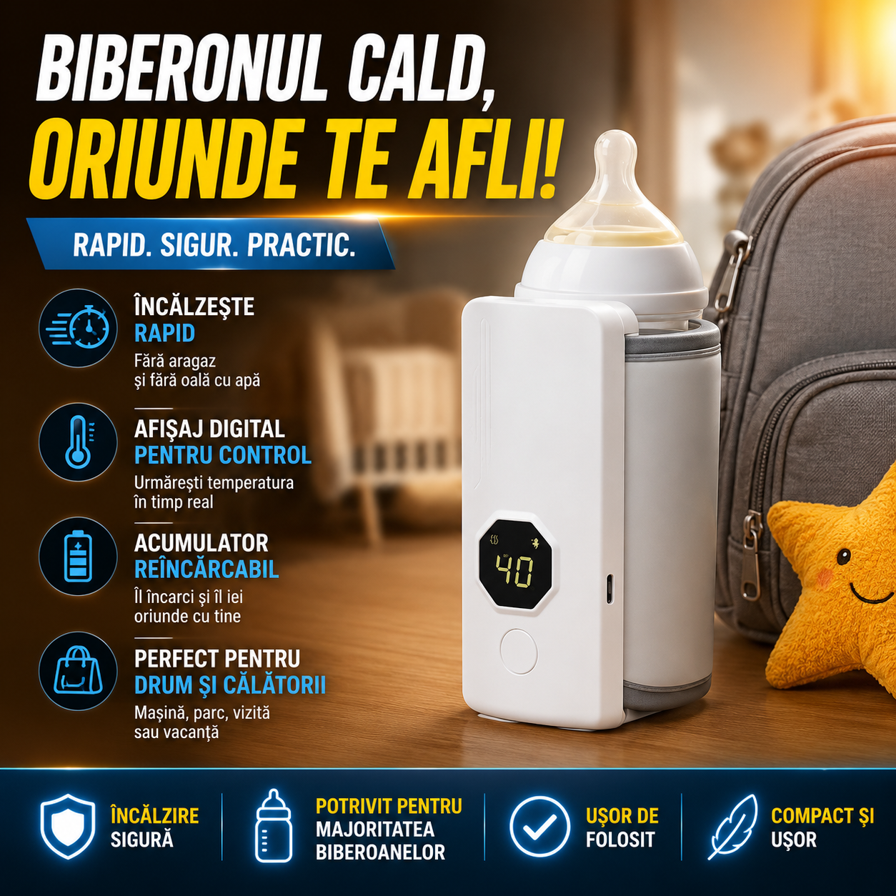 Încălzitor Portabil Pentru Biberoane BabyWarm™