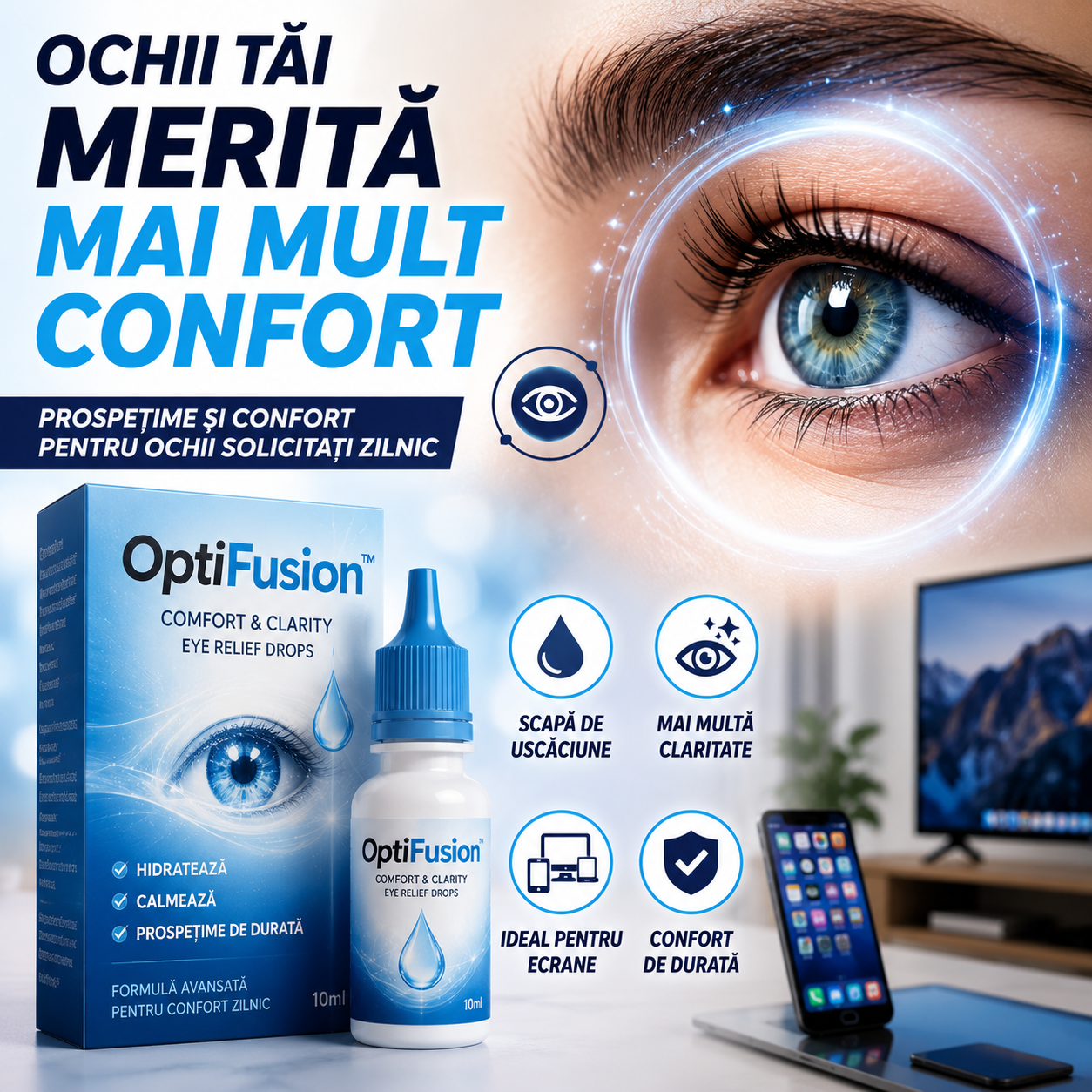 Ser Pentru Ochi OptiFusion™ – Confort Și Claritate Vizuală