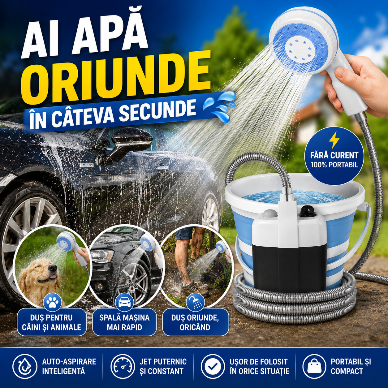 Duș Portabil Fără Curent- SelfWash