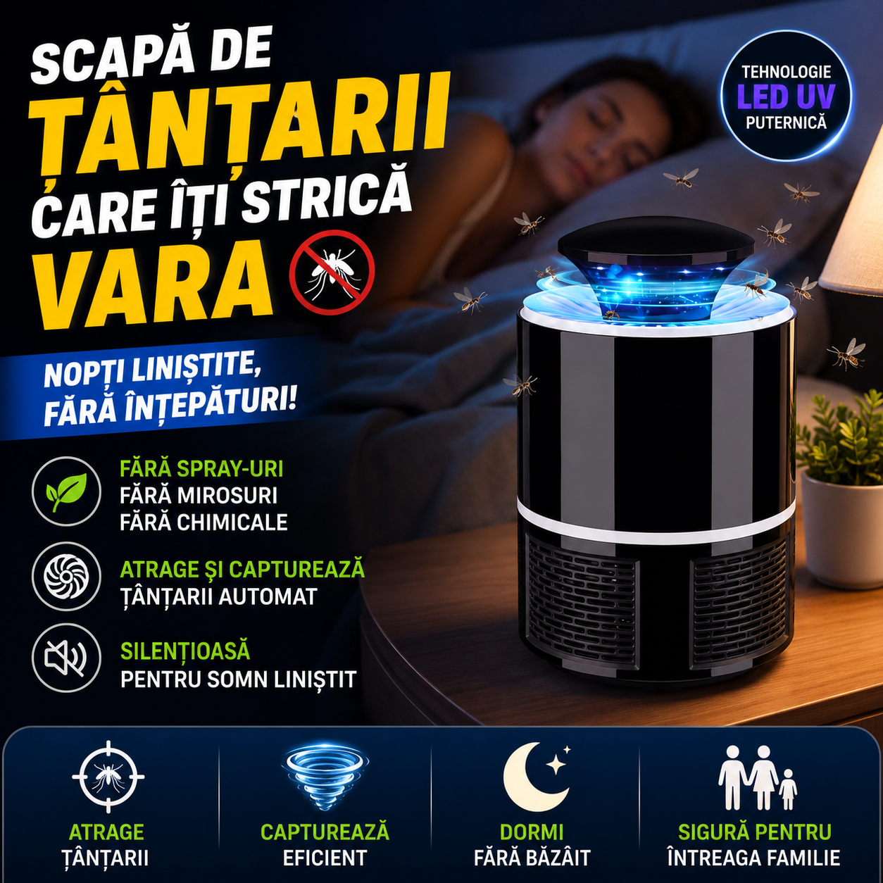 Lampă Anti-Țânțari- MosquitoTrap™