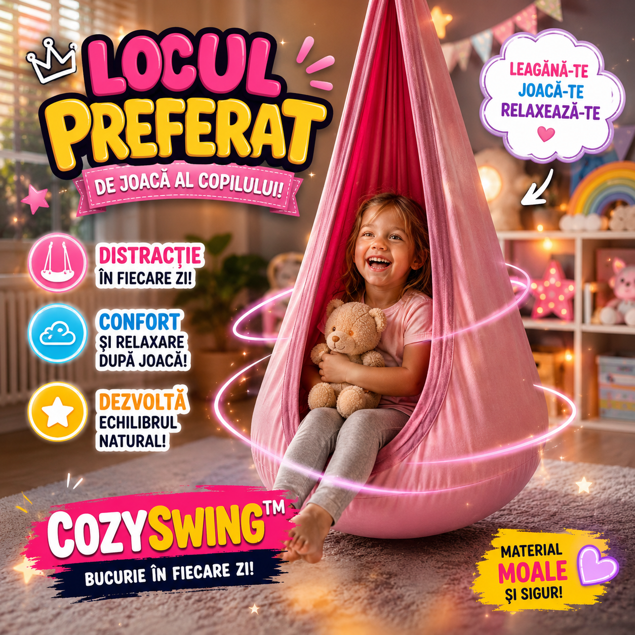 Leagăn Suspendat Pentru Copii CozySwing™