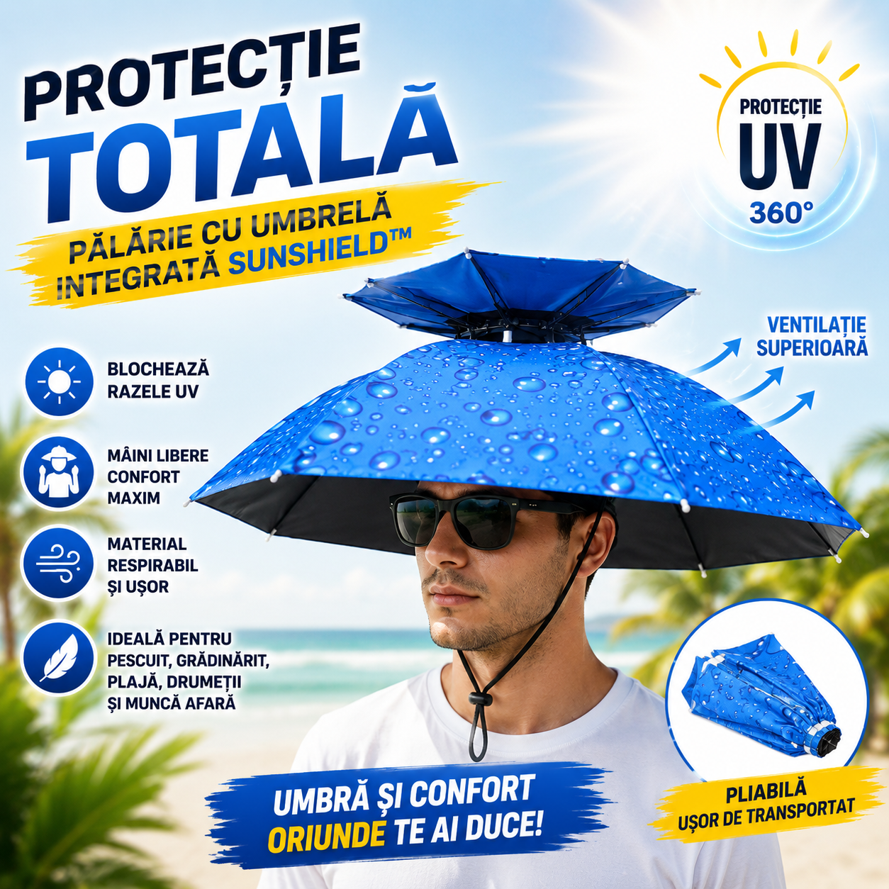 Pălărie Cu Protecție Solară Totală – SunShield™