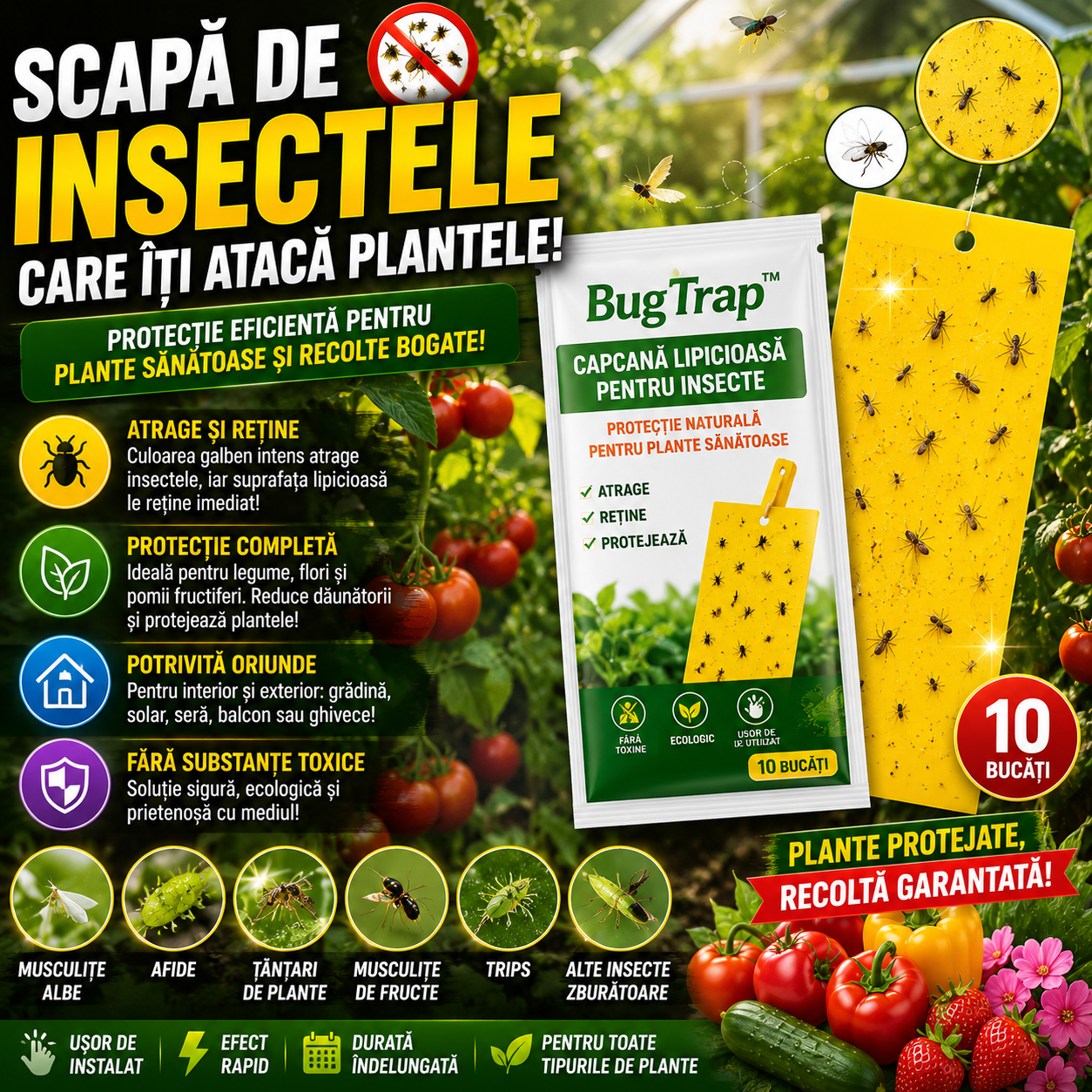 Capcană Lipicioasă Pentru Insecte BugTrap™