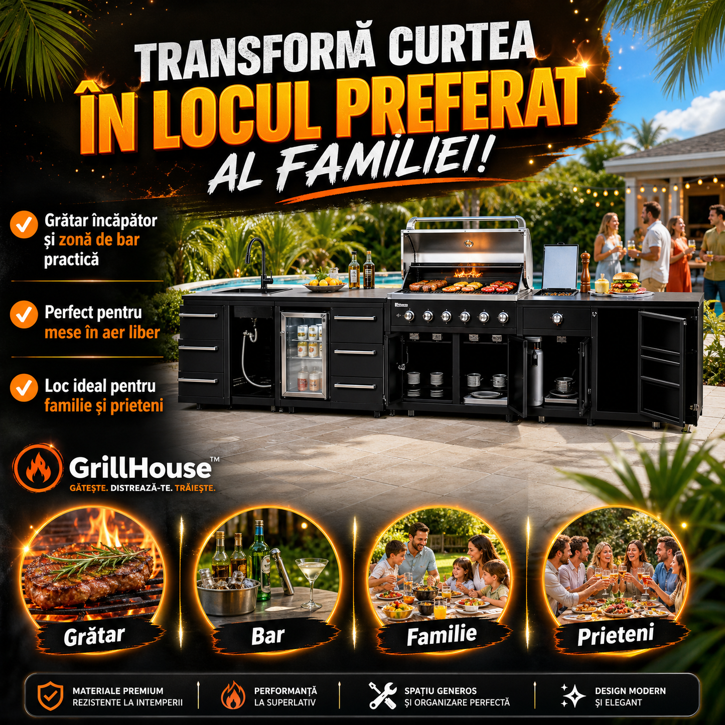 Bucătărie De Vară Cu Grătar Și Bar – GrillHouse™