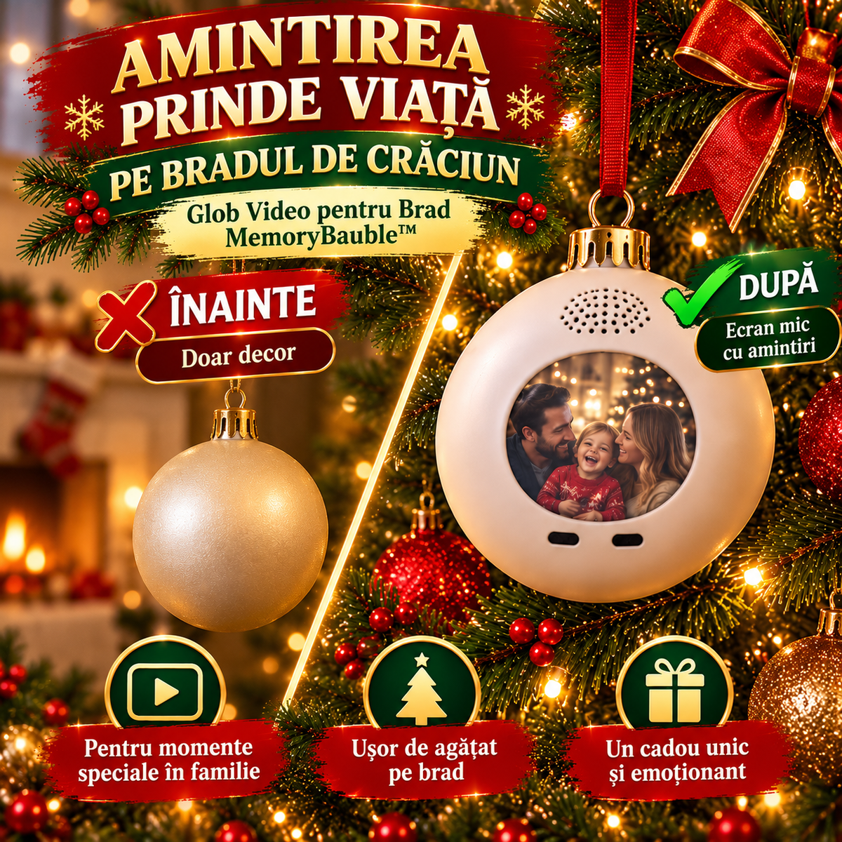 Decorațiune Video pentru Brad MemoryBubble™